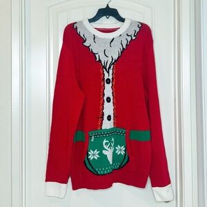 NWT MEN’S UGLY CHRISTMAS SWEATER Pocket santa suit with kangaroo pouch Size XL